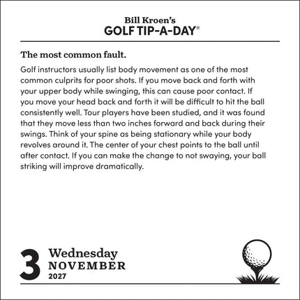 Bill Kroen's Golf Tip-A-Day 2027 Day-to-Day Calendar