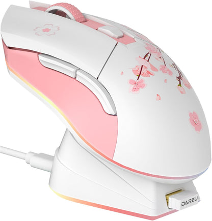 Sakura Pink Wireless Gaming Mouse with Charging Dock