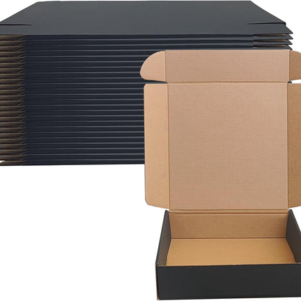 8x8x2 Black Shipping Boxes Set of 20, Corrugated Cardboard Mailers for Product Packaging & Mailing, Recyclable Small Business Shipping Supplies, Gift Boxes for Holiday Birthday Wedding Favors