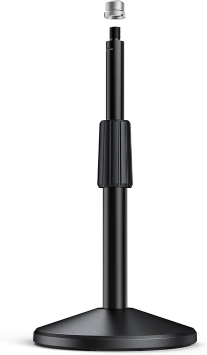 Desktop Microphone Stand, Adjustable Heavy Duty Weighted Base Tabletop Mic Stand with Twist Clutch & 3/8'' to 5/8''
