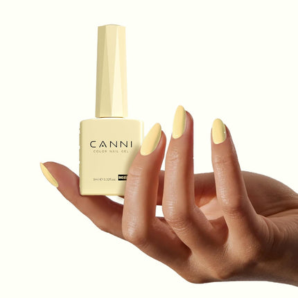 CANNI Pastel Yellow Gel Nail Polish, 1Pcs Pale Light Yellow Gel Polish Butter Neon Color High Gloss Soak Off U V Nail Manicure Salon DIY