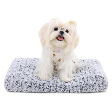 Washable Dog Bed Medium Size Dog Crate Bed Plush Pet Mat 35"x23" Gray