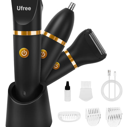 Ufree Bikini Trimmer Electric Razors for Women, Rechargeable Pubic Body Hair Trimmer Electric Shaver for Legs Body Hair, Bikini Shaver IPX7 Waterproof, Gifts for Women, Black