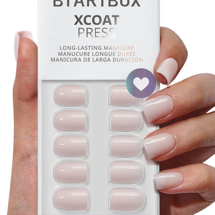 Uñas postizas, uñas falsas cortas almendradas rosas, 32Pcs kit completo
