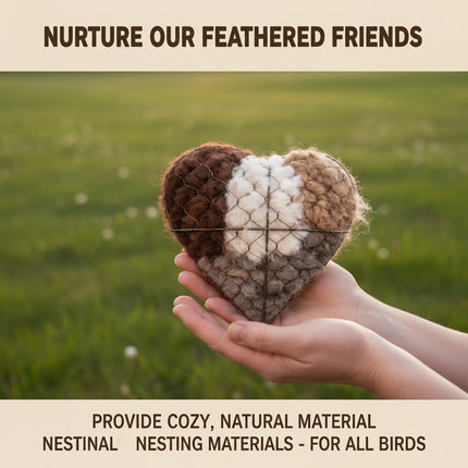 Handmade Fiber Bird Nesting Heart, Alpaca Fiber Bird Material House, Refillable Hummingbird Nest Holder, Winter Fowl Gifts Animal Hummingbirds Lovers Home Garden Yard