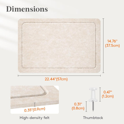 Lifewit Cork Board Alternative,22.4"x 14.8" Bulletin Board with Self-Adhesive,Foldable Decorative Felt Pin Board Vision Board Message Board with 20 Pushpins for Office Wall Decor, Room Decor, Oatmeal