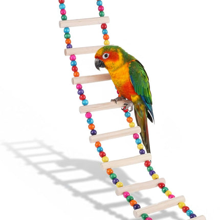 Bird Cage Ladder 22 x 3.93 in Climbing & Swing Toys Parakeets Cage Accessories Wooden Bird Playground Hanging Ladder for Small Birds Cockatiel(10 Steps)