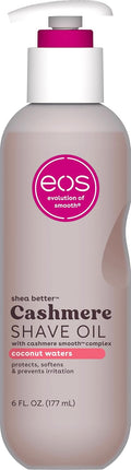 eos Cashmere Shave Oil – Coconut Waters, Moisturizing Shave Oil with Shea Butter & Glycerin, Helps Prevents Irritation & Razor Burn, Vegan, 6 fl oz