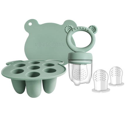 Baby Food Feeder Pacifier with Breast Milk Popsicle Teether-Silicone Forage Feeder for Babies-Breastmilk Storage Container and Freezer Tray-Teething Popsicle Molds