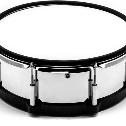 14" Electronic Digital Snare Drum, Authentic Acoustic Feel with Stainless Steel Metal Shell, 6-Zone High-Sensitivity Trigger Pad, Rim Shot & Cross Stick, Universal Output, Silver