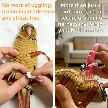DRESSO Portable Bird Carrier Bag, Escape Resistant Parrot Carrier Bag Harness for Small Medium Parrots, Cockatiel,Green-cheeked Conure, Random Color (Small)