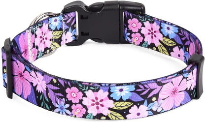 Floral Pink Adjustable Dog Collar, Medium - photo 2
