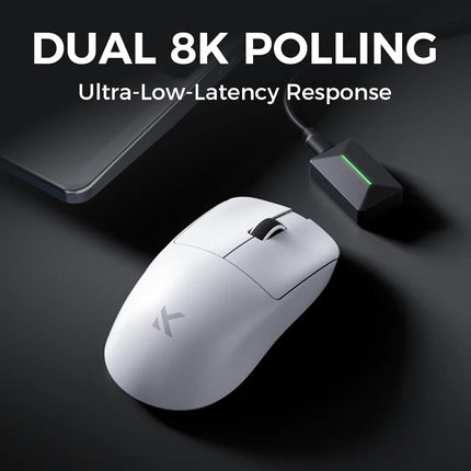 MCHOSE L7 Pro Wireless Gaming Mouse, PAW3395 26K Sensor, Wireless/Wired Dual 8K Polling, 39g Ultra-Light Weight, 2.4GHz RF/BT/Wired Tri-Mode Connection (Pro-PAW3395 26K Sensor, White)