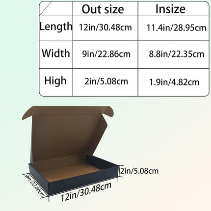 12x9x2 Black Shipping Boxes Set of 24, Corrugated Cardboard Mailers for Product Packaging & Mailing, Recyclable Small Business Shipping Supplies, Gift Boxes for Holiday Birthday Wedding Favors