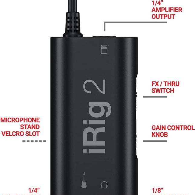 Portable guitar audio interface, lightweight audio adapter for iPhone and iPad with instrument input and - photo 2