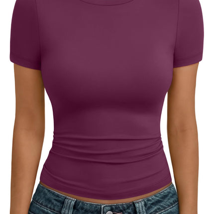 Women's Crewneck Short Sleeve T-Shirt Sexy Slim Fit Basic Going Out Tops