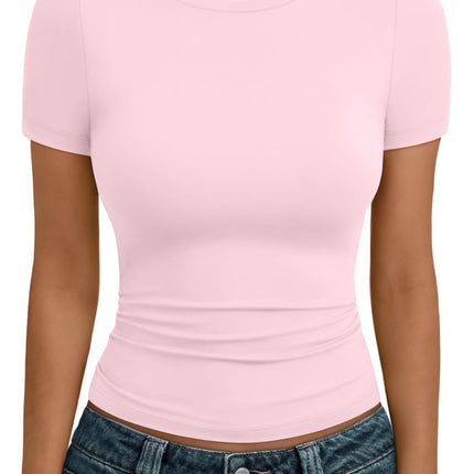 Women's Crewneck Short Sleeve T-Shirt Sexy Slim Fit Basic Going Out Tops