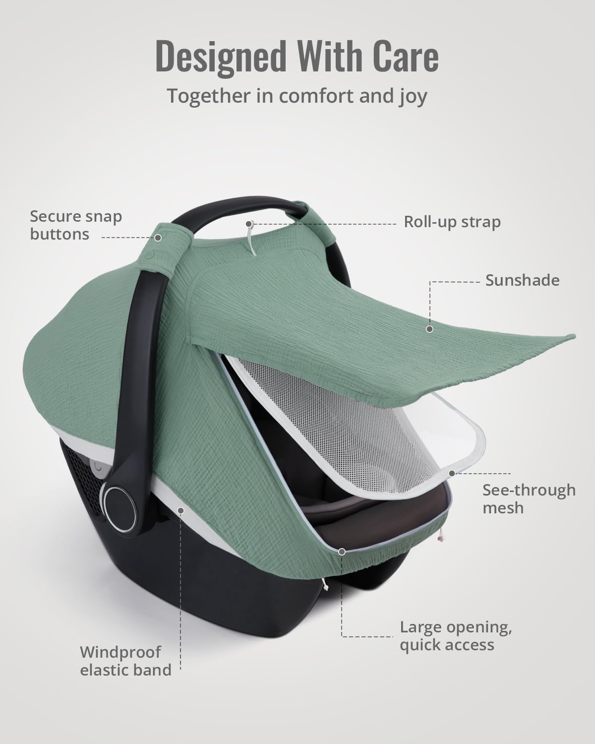 Roman Green Baby Car Seat Cover with Mesh Window - photo 4