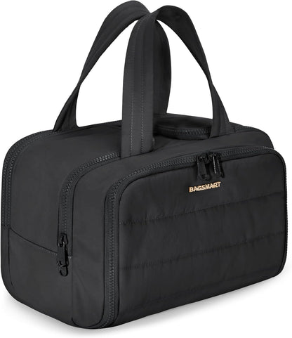 Lightweight Large Wide-Open Travel Toiletry Bag in Black