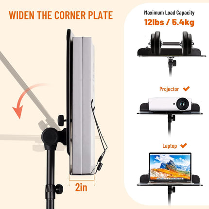 CAHAYA 5 in 1 Heightened Dual-use Sheet Music Stand & Desktop Book Stand Metal Portable Solid Back with Height Adjustable from 31.4-67in Including Carrying Bag, Sheet Music Folder & Clip CY0304