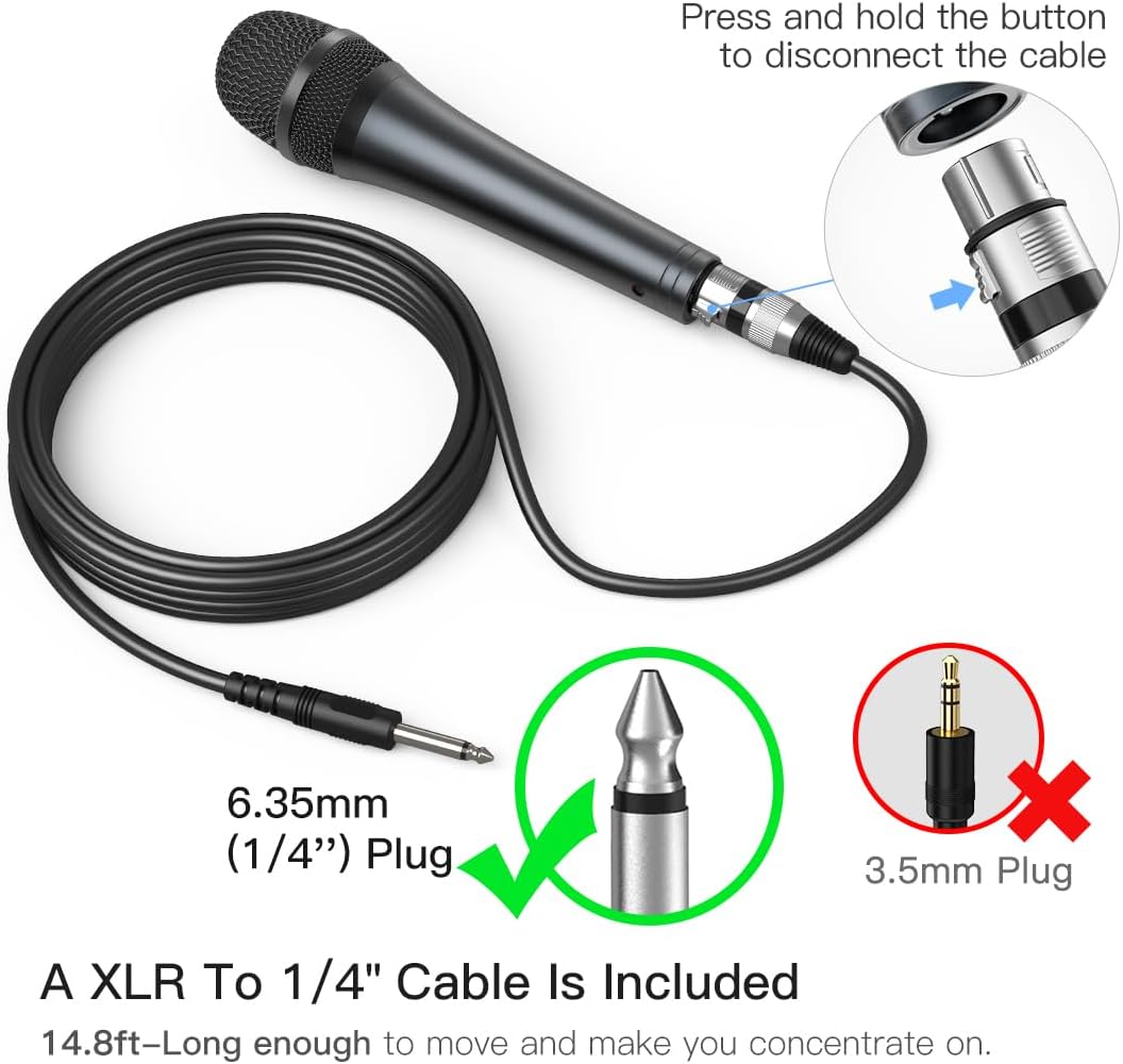 Wired Dynamic Karaoke Vocal Microphone with 14.8 ft Cable - photo 3