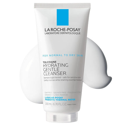 La Roche-Posay Toleriane Hydrating Gentle Face Cleanser, Hydrating Facial Cleanser With Niacinamide + Ceramides, Daily Face Wash For Dry Skin To Normal Skin, Sensitive Skin Tested, Fragrance Free