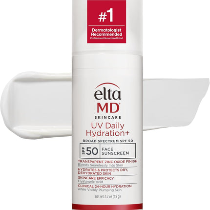 EltaMD UV Daily Face Sunscreen with Transparent Zinc Oxide and Hyaluronic Acid, Moisturizes and Protects, Great for Dry, Combination, and Normal Skin