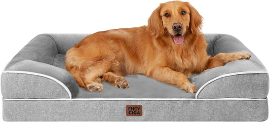 Orthopedic Extra Large Dog Bed with Sides, 44 x 32 Inch, Grey