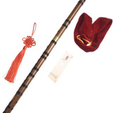 Transverse Flute for Beginners – Lightweight Chinese Dizi Flute in G Key, Natural Hard For Woodwind Instrument with Brass Joints, Includes Membrane, Knot &