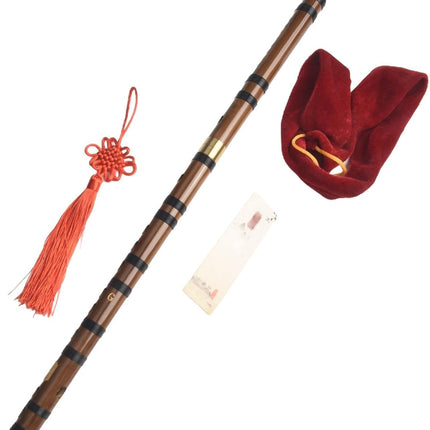 Transverse Flute for Beginners – Lightweight Chinese Dizi Flute in G Key, Natural Hard For Woodwind Instrument with Brass Joints, Includes Membrane, Knot &