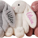 Personalized Easter Bunny Rabbit, Custom Name Monogrammed Embroidered Bunny, Fluffy Rabbit with Long Ears,Plush Bunny Toy, Gift for Baby Kids(11.8inches)