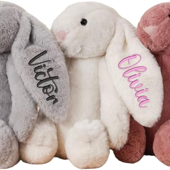 Personalized Easter Bunny Rabbit, Custom Name Monogrammed Embroidered Bunny, Fluffy Rabbit with Long Ears,Plush Bunny