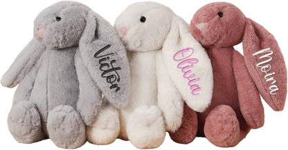 Personalized Easter Bunny Rabbit, Custom Name Monogrammed Embroidered Bunny, Fluffy Rabbit with Long Ears,Plush Bunny