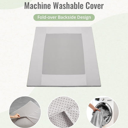 Mat de juego para bebé de 1.3" de grosor, mat para corral de 71x59 con funda desmontable y lavable, alfombra grande para piso, cojín de espuma y base antideslizante para niños, bebés, gris claro