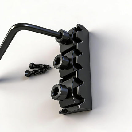 Floyd Rose 42mm Steel Guitar Locking Nut, Black, R3 String Lock for Double Locking Tremolo System Bridge, Electric Guitar Replacement with Mounting Screws and Wrench