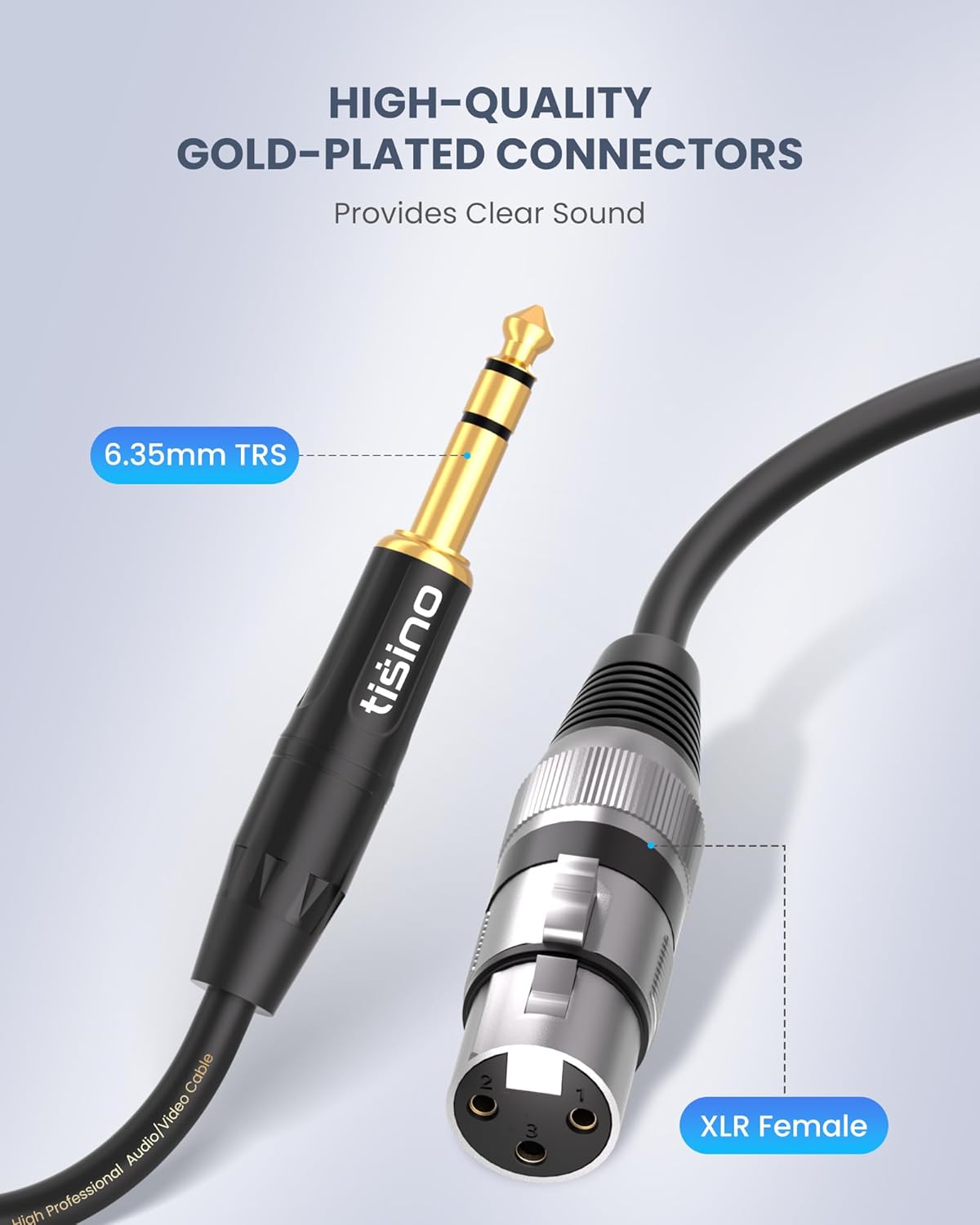 Female XLR to 1/4'' TRS Microphone Cable, 6.35mm Stereo Jack to 3-pin XLR Female Balanced Interconnect - photo 2