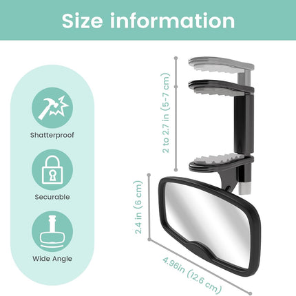 Clip Baby Car Mirror – Rear Facing Car Mirror for Baby, Over-the-Mirror Design, Shatterproof Glass, 360° - photo 2