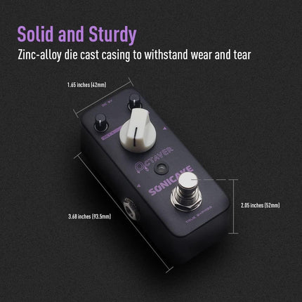 SONICAKE Octave Guitar Pedal, Analog Classic Lower Octave Guitar Effects Pedal for Guitar & Bass, True Bypass - Octaver