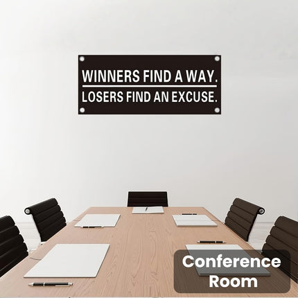 Winners Find A Way Losers Find An Excuse Motivational Wall Banner - 47x20 Inch Heavy Duty PVC Flex Banner - Waterproof & UV Resistant - Durable Gym, Office, Garage Decor Poster with 4 Grommets