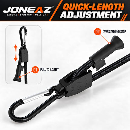 8 Pcs 48" Adjustable Bungee Cords with Hooks, Heavy Duty