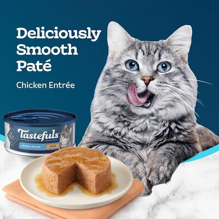 Blue Buffalo Tastefuls Flaked Chicken Pate Natural Wet Food for Adult Cats, 5.5 oz., Case of 12