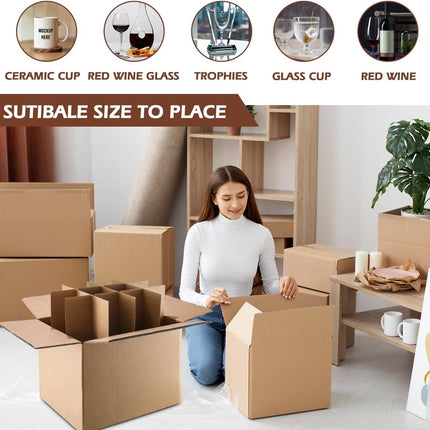 5 Sets Moving Box Glasses Divider Kits,Wine Glassware Dish Packing Divider for Moving Boxes,Cardboard Dividers for 16 x 12 x 12 Inch Box (Box Not Included)