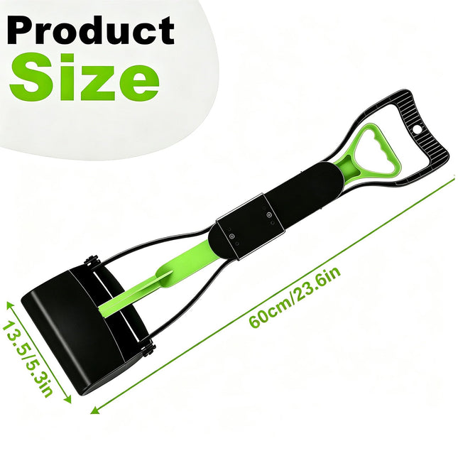 23.6" Pooper Scooper, Portable Dog Poop Pick Up Tool for Large Medium Dogs, Heavy Duty Pet Waste Cleaner for Yard, Lawns, Grass and Outdoor Green