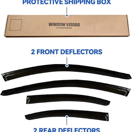 YQAUTEC Window Visors Rain Guards Shield Compatible with 2015-2021 Subaru WRX, Window Wind Deflectors Vent Shades for 15-21 Premium Limited STi