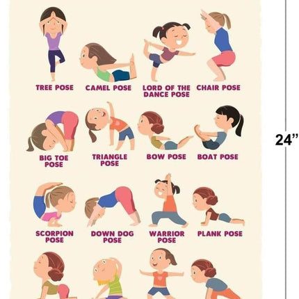 Kids Yoga Poster Kid Chakra With Poses For Children Exercise Posters Activities Cool Wall Art Print Poster 16x24