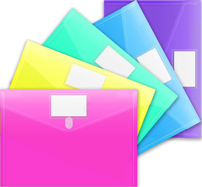 5 Pack File Folders, Clear Poly Envelopes Plastic Folders