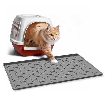 Silicone Cat Litter Mat 34×22 inch, Easy to Clean, Gray