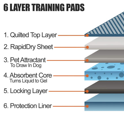 Puppy Pads Leak-Proof 100 Count 22"x 22" - Absorbent Pee Pads for Dogs with 6-Layer Design, Rapid Dry - photo 4