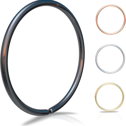 Gold Nose Rings - Silver Nose Ring - Black Nose Piercings -Thin Small 24 Gauge 7mm Nose Piercing Jewelry- 925 Sterling Silver Nose Piercings - 14k Gold Filled Nose Rings For Women - 925 Black Sterling Silver Nose Rings Hoops
