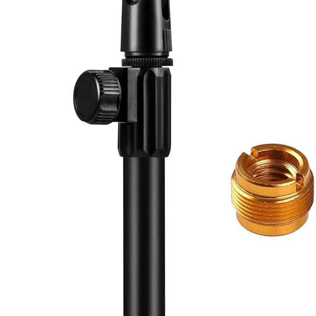 Desktop Microphone Stand, Upgraded Adjustable Table Mic Stand with Mic Clip and 5/8" Male to 3/8" Female Screw for Blue